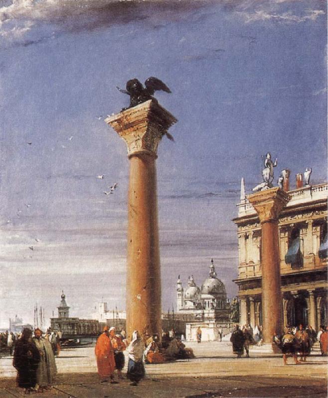 Richard Parkes Bonington The Column of St Mark in Venice oil painting picture